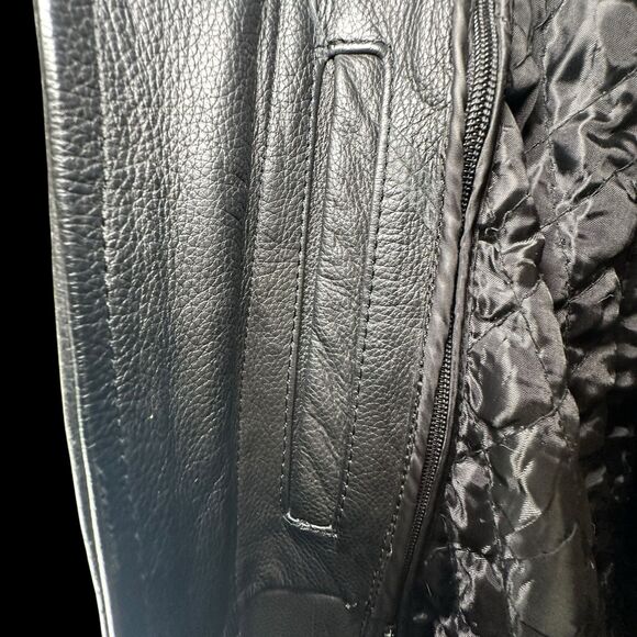 Black BIG & TALL Jamin Leather Jacket Size 56 w/ Zip-out Thermal Liner Striped - Picture 15 of 16